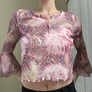 Y2K rose paisley top